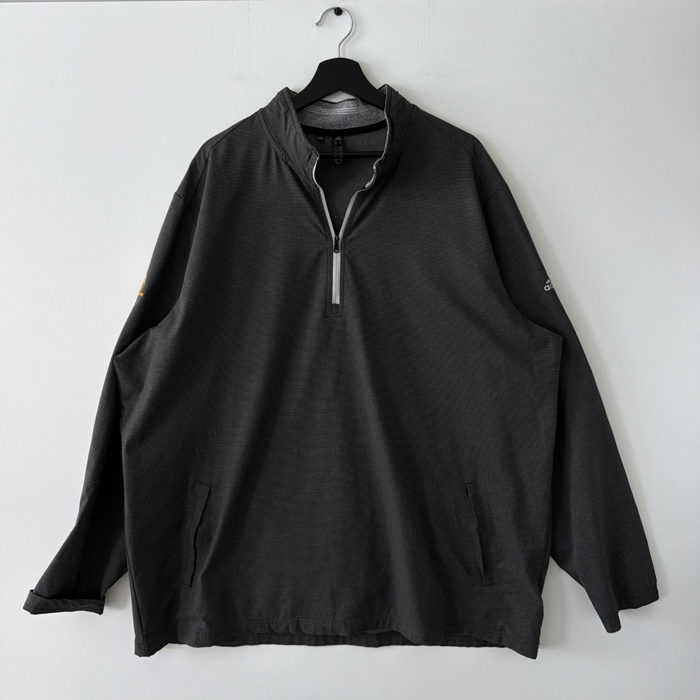 Adidas Mens 2XL Quarter Zip Pullover Windbreaker Gray Micro Stripe New Albany